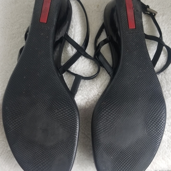 PRICE DROP-Vintage Prada Black Patent leather wedge sandals - Picture 5 of 9